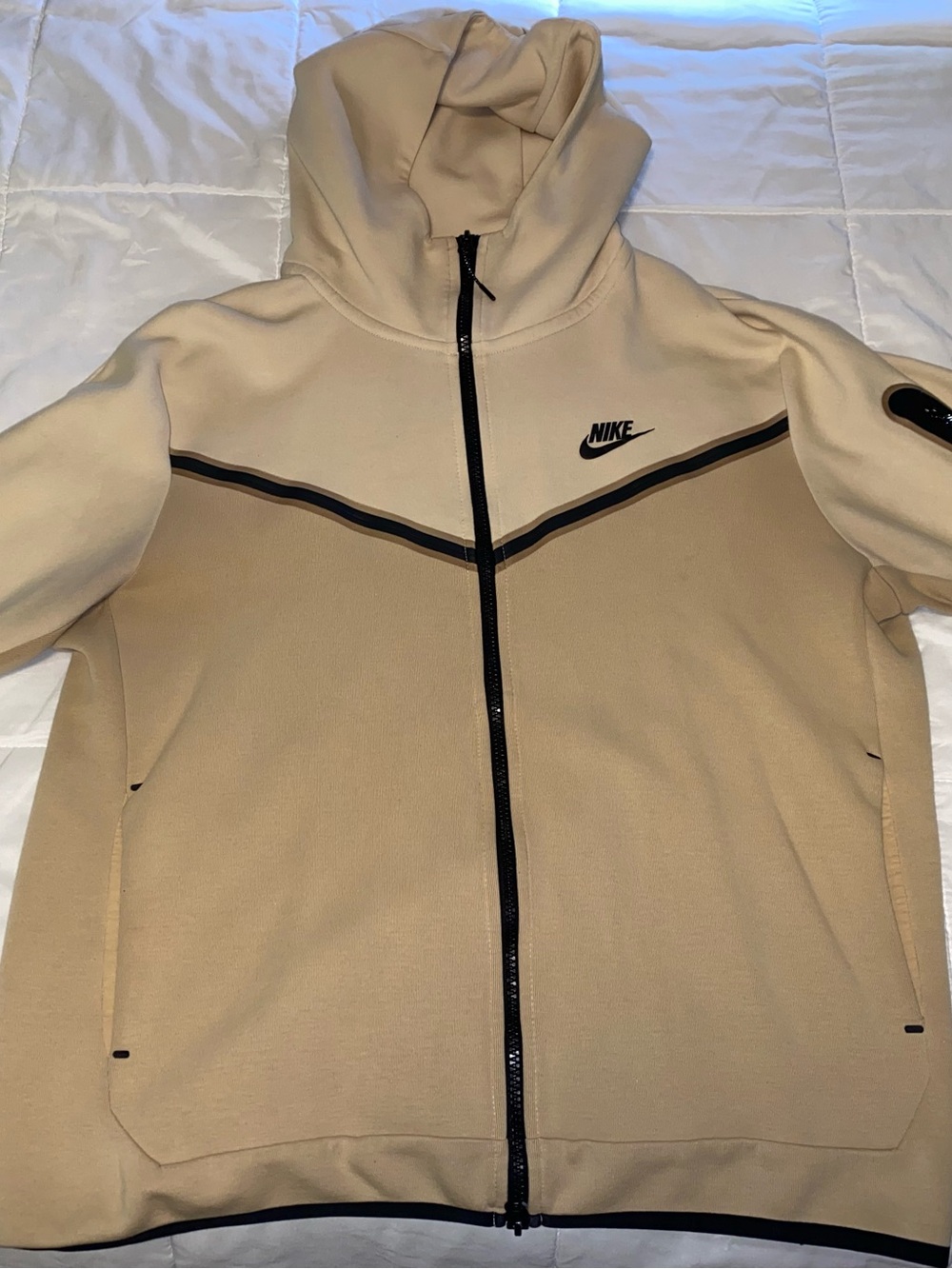 Nike Sportswear Tech Fleece Hoodie And Joggers Cream Beige/black Men